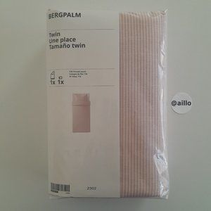 IKEA BERGPALM Duvet cover and pillowcase(s), light pink stripe, twin